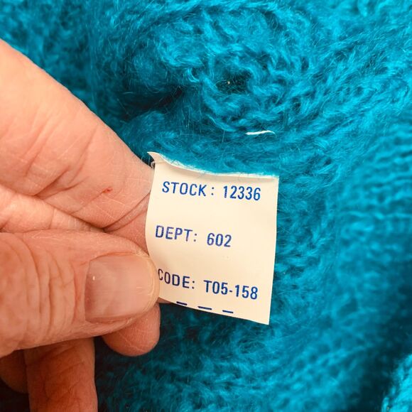 Vintage Mainframe Mohair Sweater Open Weave Large Dark Turquoise‎ - Picture 8 of 12